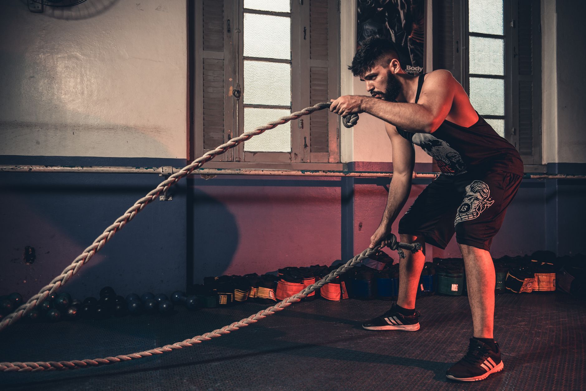 Athlete training hard in the gym